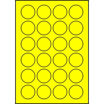 Etykiety A4 kolorowe Kółka Fi 40 mm – żółte